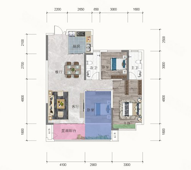 建面约99㎡户型